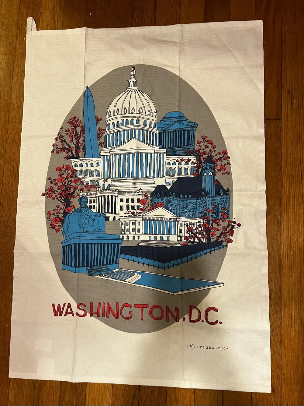 Vestiges pair of Washington D.C. Decorative Tea Towels in Blue, Red, Gray